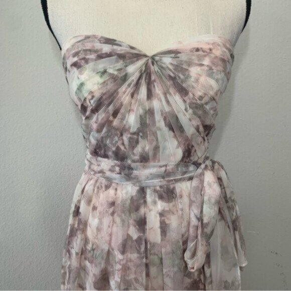 Jenny Yoo Strapless Sweetheart Floral Chiffon Maxi Gown - Picture 10 of 16